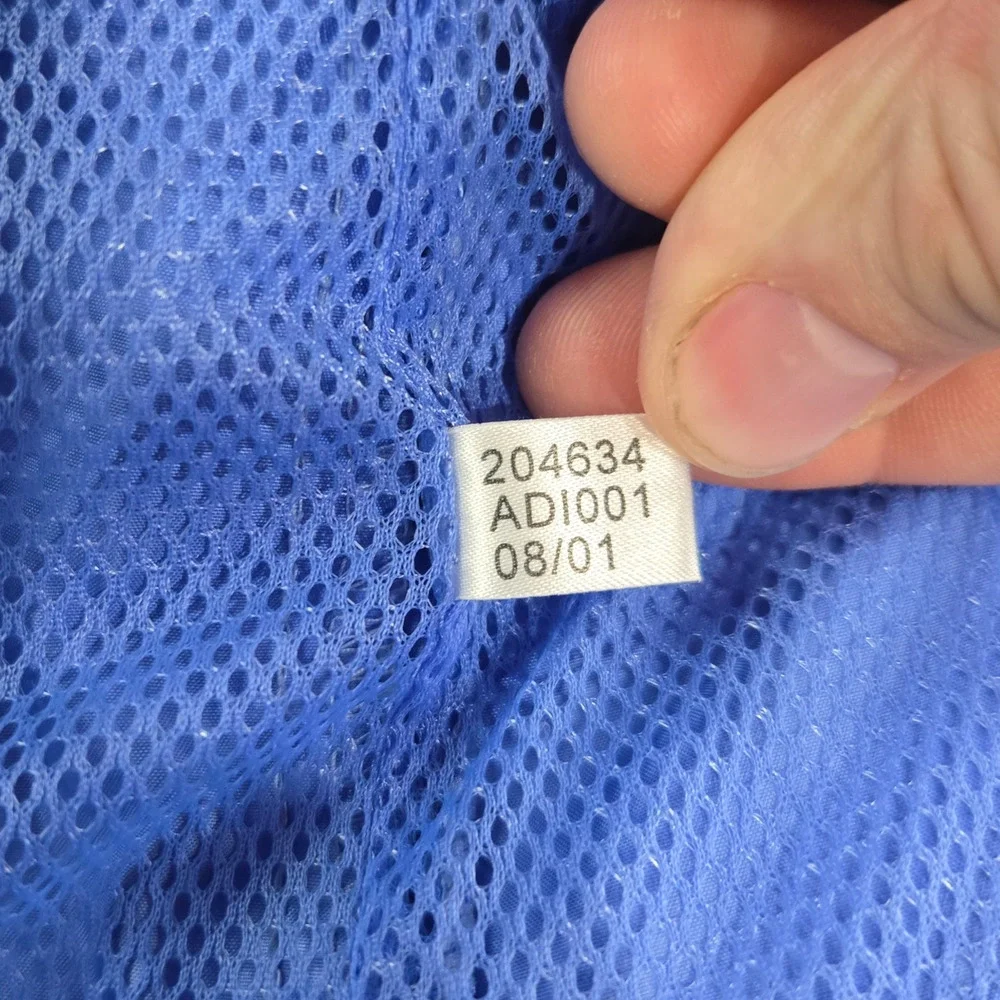 Y2K Adidas Windbreaker Jacket Blue Navy Zip Up Track Top Size M 2001 Vintage